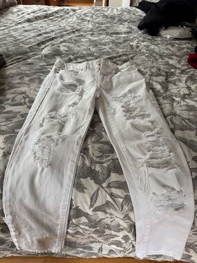 Garage White Distressed Cropped Ankle Jeans